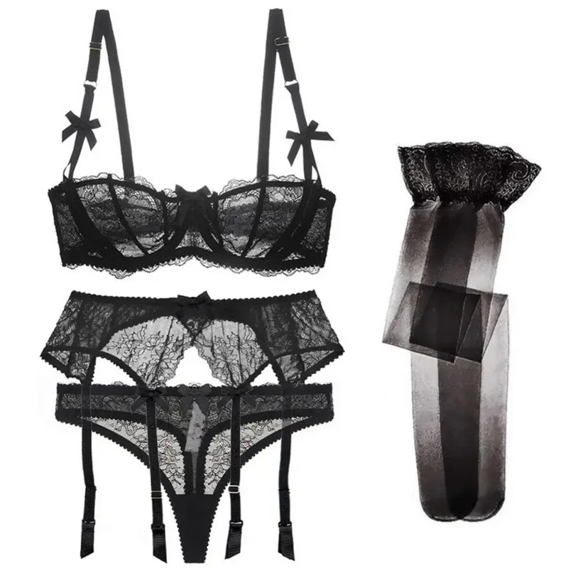 New 2025 Luxury Half Cup Lace  - Lace Bralette Set review and price
